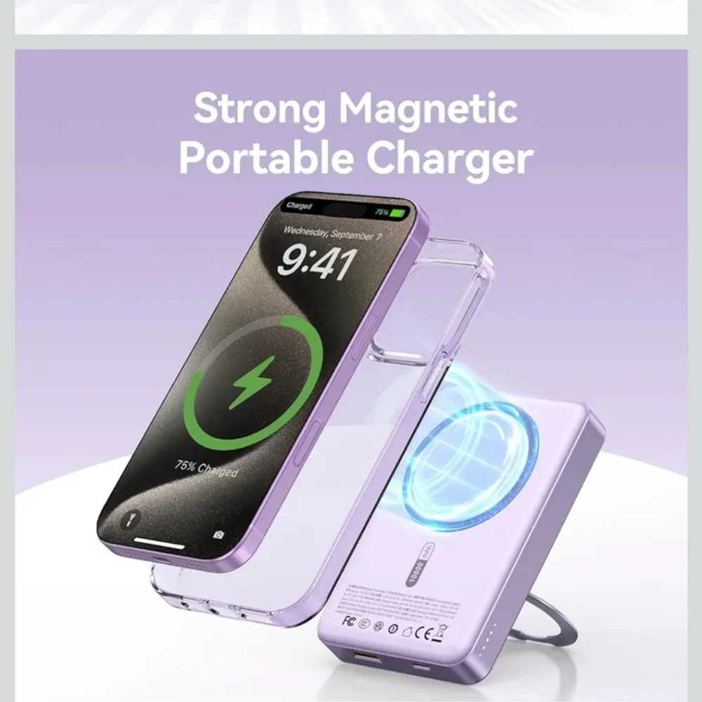 Folding Desktop Phone Stand & Purple Power Bank